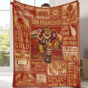 San Francisco Football Flannel Blanket,Team Spirit Themed Print,Ultra Soft Lightweight Cozy Warm,Perfect for Game Day Tailgate Party,Living Room Decor College Dorm Room,Sports Fan Gift for Him Her Travel