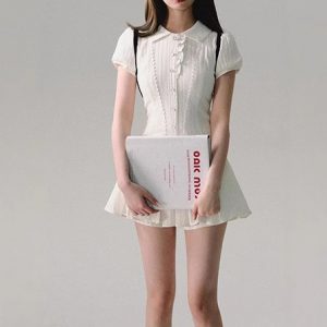 / "Waiting for you to finish class" dress, line skirt, short-sleeved shirt skirt, commuting college style hot girl tea break skirt