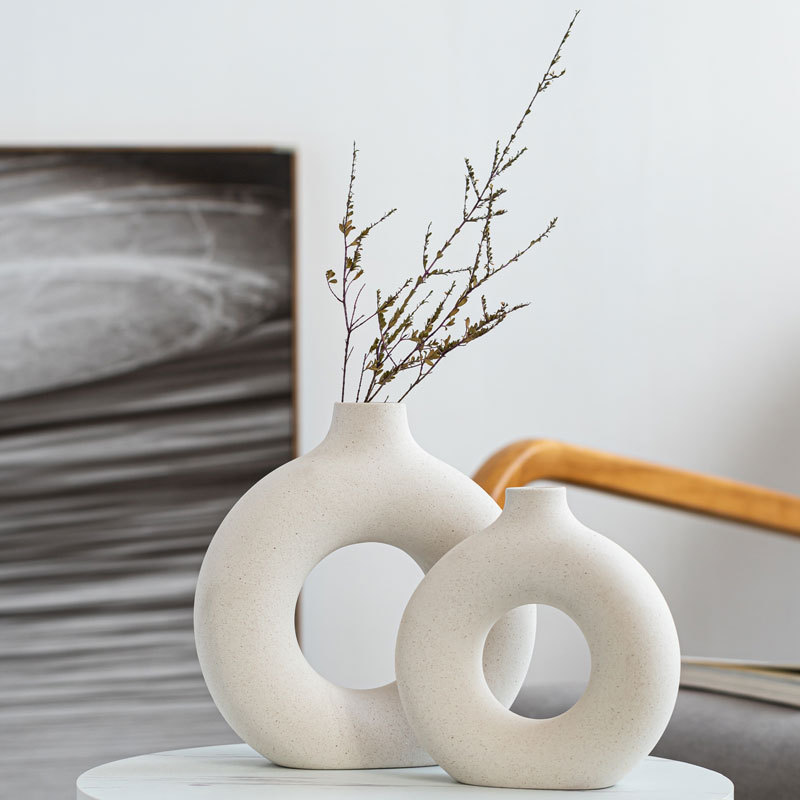 Ceramic ring frosted ring flower pot vase ornamental products