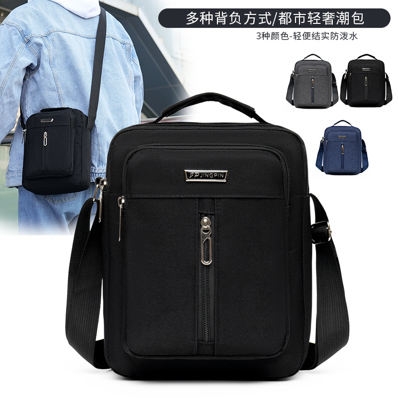 Wear-resistant men's one-shoulder diagonal straddle bag water-resistant Oxford cloth outdoor backpack large capacity middle-aged casual sports