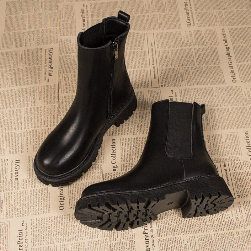 British style Martin boots for women's spring and autumn single boots Chelsea thin boots winter simple thick sole short boots