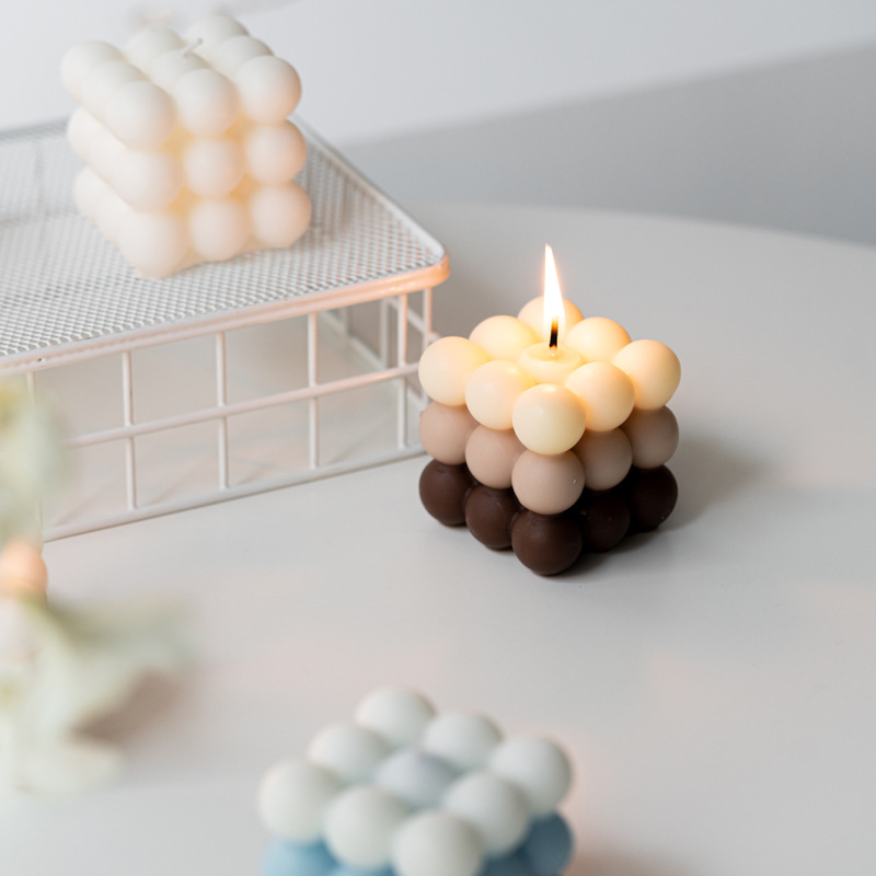 Wind soy wax gradient color candle atmosphere combination gift wedding proposal geometric Rubik's Cube wax home furnishing
