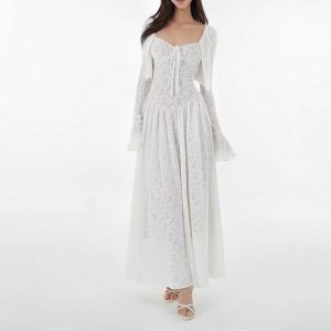 French white lace stretch jacquard cardigan suspender long skirt suit