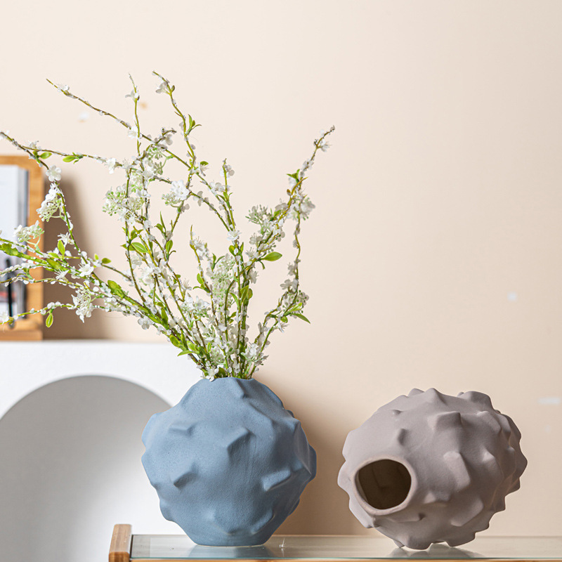 Damon Macaron Granular Ceramic Vase Simple Glaze Home Decor