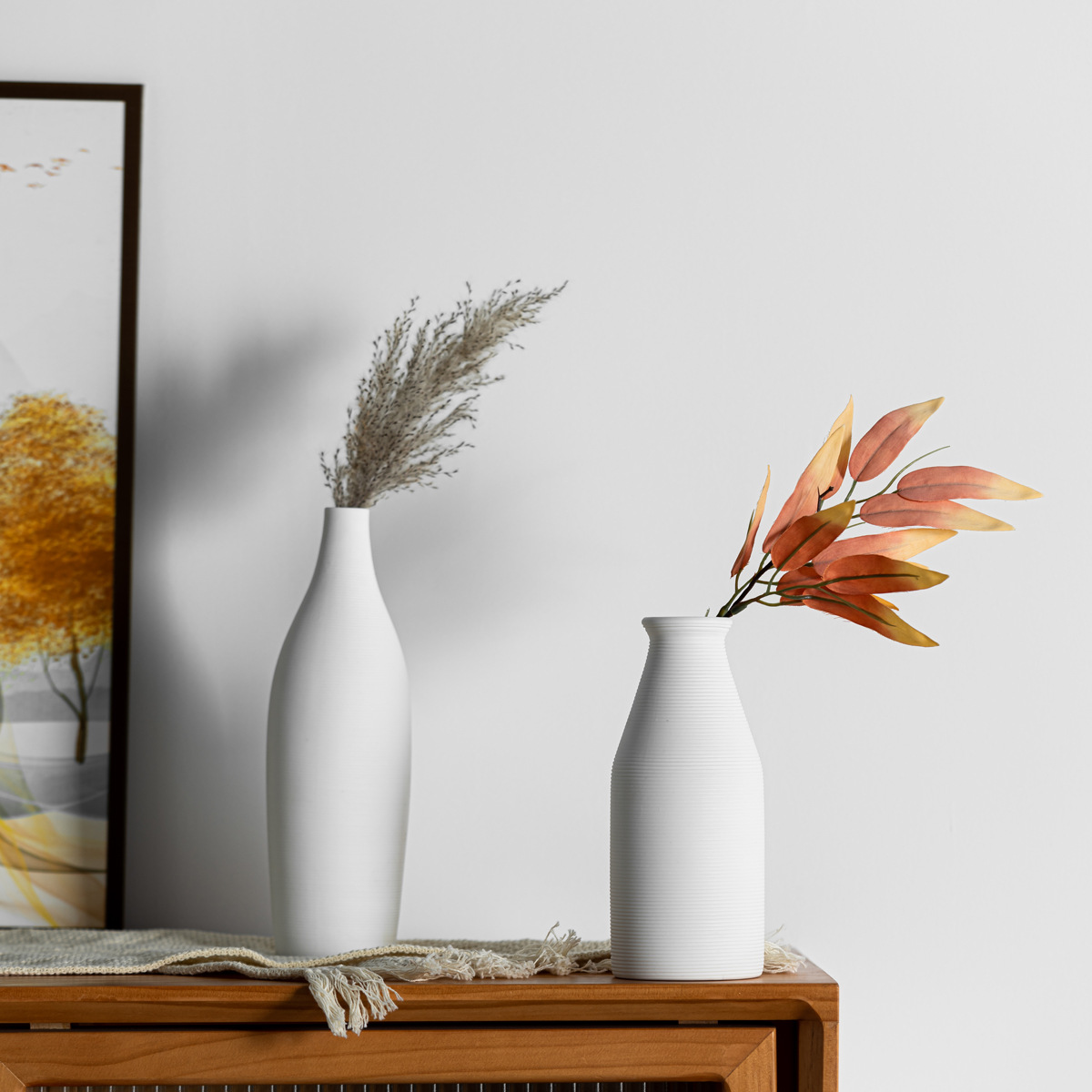 Modern simple ceramic white vase home decoration crafts high-end style