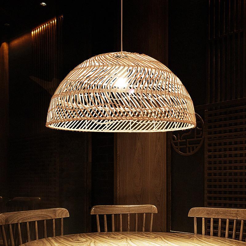 Wedding props Japanese chandeliers indoor bar restaurant decoration straw woven retro lamps woven lamps rattan lampshade