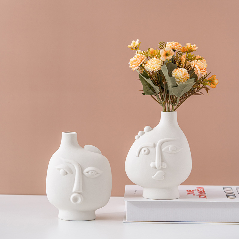Children's fun matte face ceramic vase furnishings art ceramic home decorations