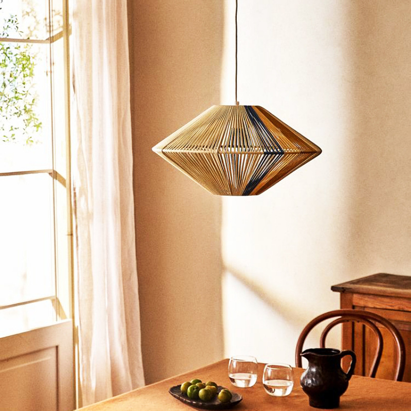 Home chandeliers restaurants and homestays bars, personalized lampshades, woven retro tea room decoration lamps
