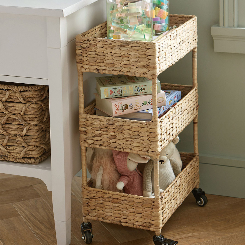 Wind pulley straw woven storage rack debris storage rack hand-woven storage rack multi-layer storage basket